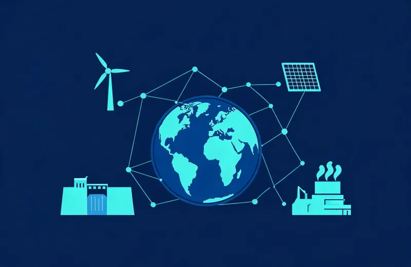 Abstract renewable energy support network map
